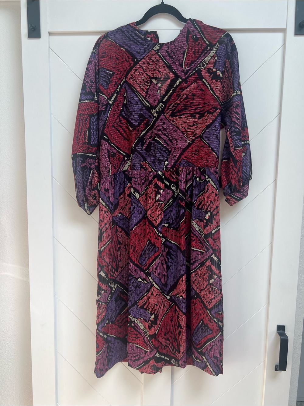 Jennifer Gee Vintage 1980’s Women's Geometric Print Long Sleeve Dress